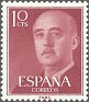 Spain 1955 General Franco 10 CTS Purple Red Edifil 1143. Spain 1955 Franco. Subida por susofe